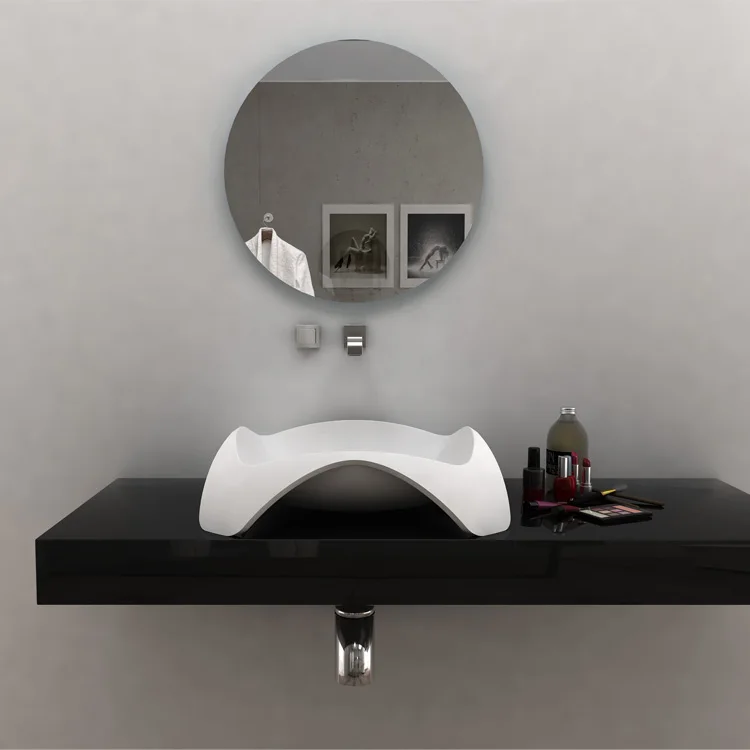 SM-8344 Unique shape bathroom wash hand basin, special solid surface washbasin