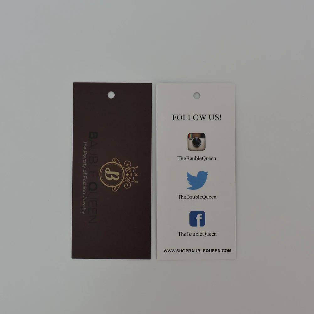 custom printed silver logo gift garment paper hang tag for cloth