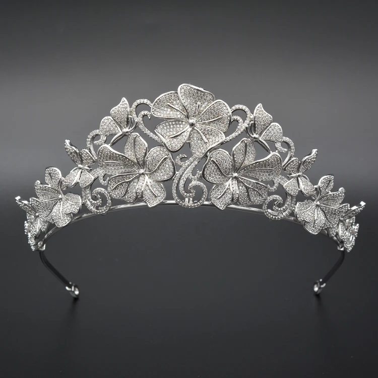 Китайская ювелирная фабрика, диадемы на заказ, корона, цветок, горный хрусталь, тиары для невесты