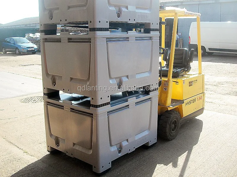 Heavy Duty Large OEM Customized Rigid Solid Industrial Food Grade Euro Plastic Pallet Box (1200x1000x760mm)