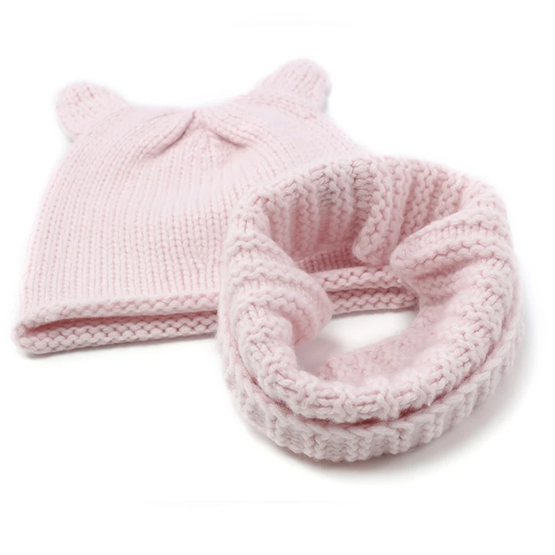 Cashmere Baby Winter Hat Scarf Set Crochet Scarf Hat Pattern Cashmere Hat Beanie Made in Inner Mongolia for Baby Children Plain
