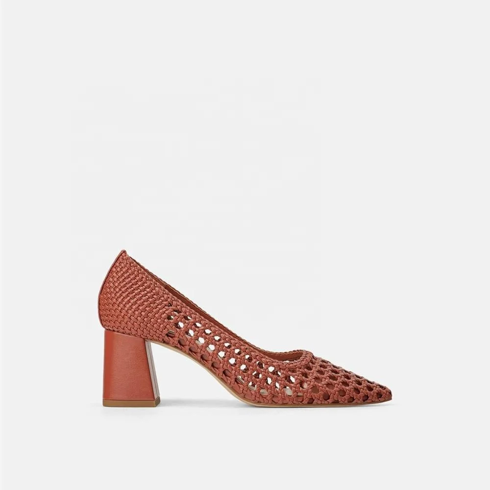 
MANRINO-0256 Gladiator Knitted Fabric Wool Upper Hollow Out Cool Block Heel Sandal Pump Dress Shoes For Womens Summer Style 2019 