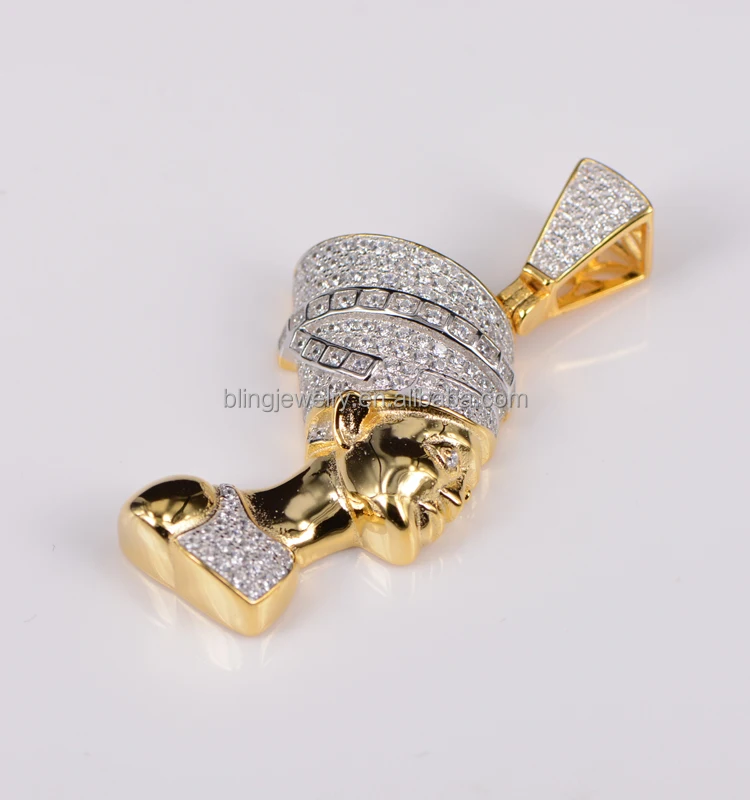 
Lab Diamond 925 Silver Egyptian Nefertiti Queen Pendant 