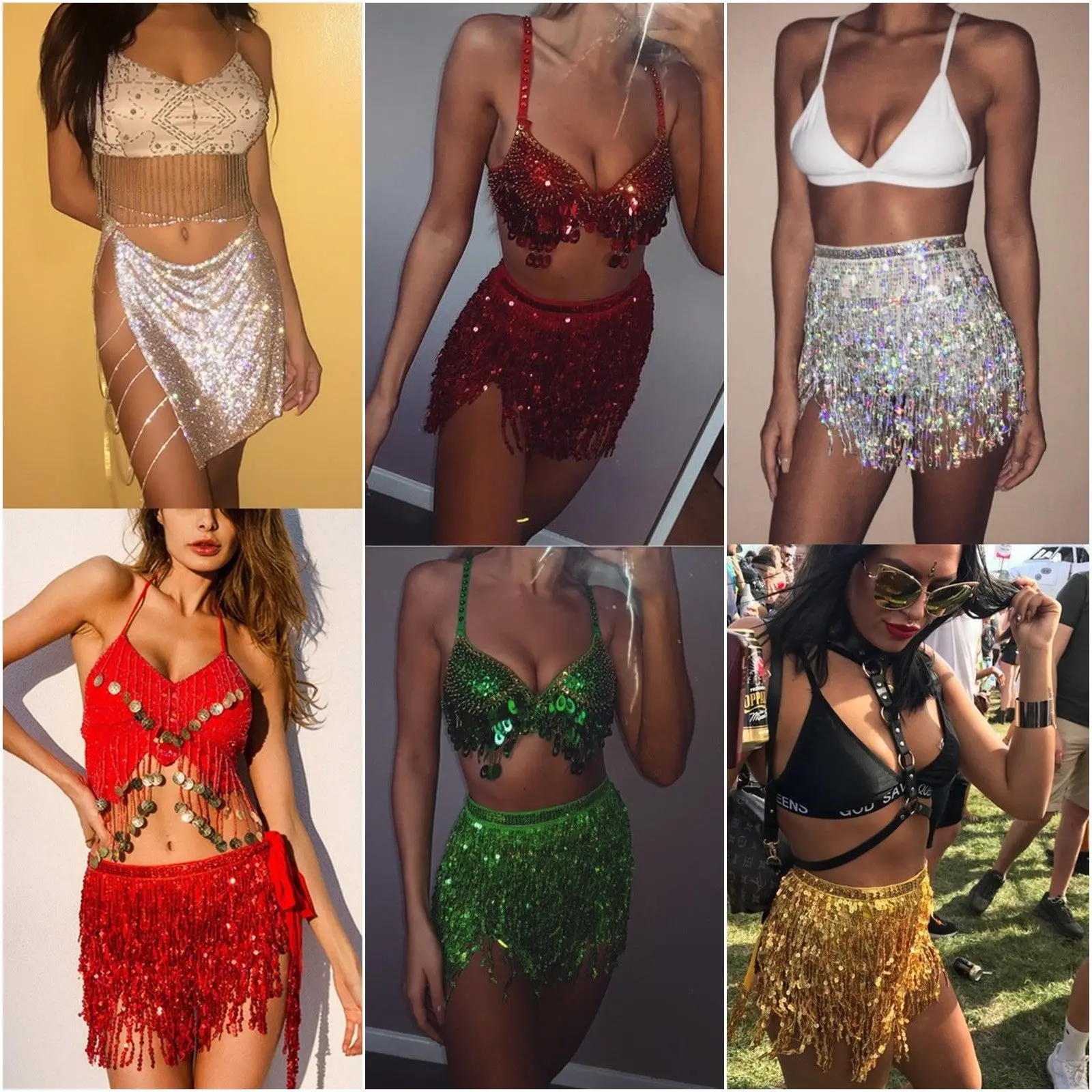 Bestdance Belly Dance Belt Hip Scarf Waist Skirt Wrap Tassel Fringe Sequin Dancing Costume