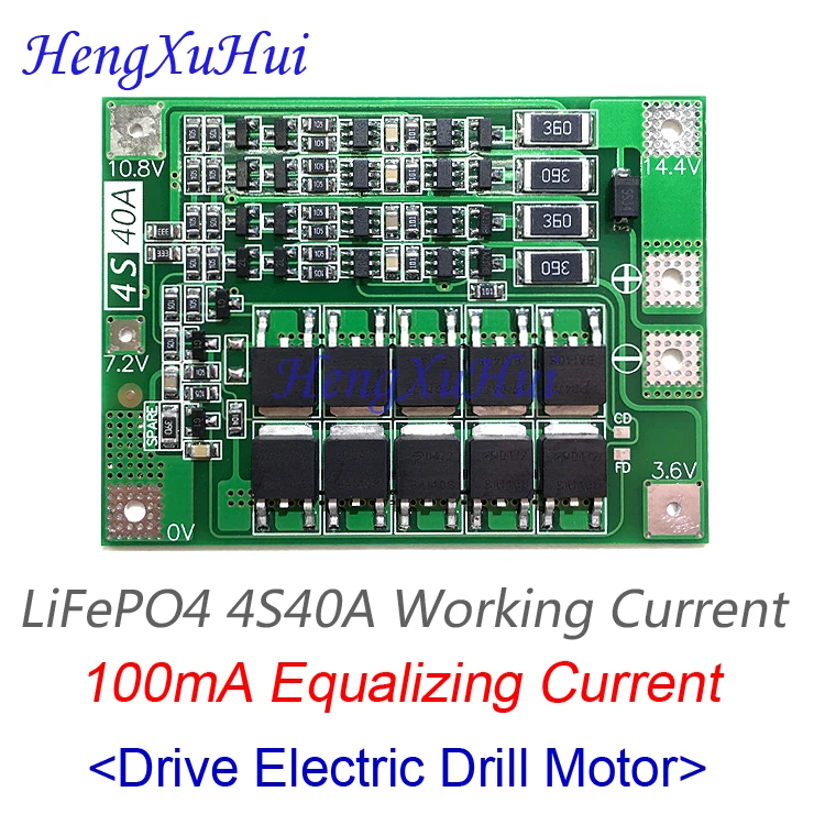 Защитная плата аккумулятора 4S40A LiFePO4, приводной двигатель дрели 12,8 В 14,4 В, печатная плата с балансом