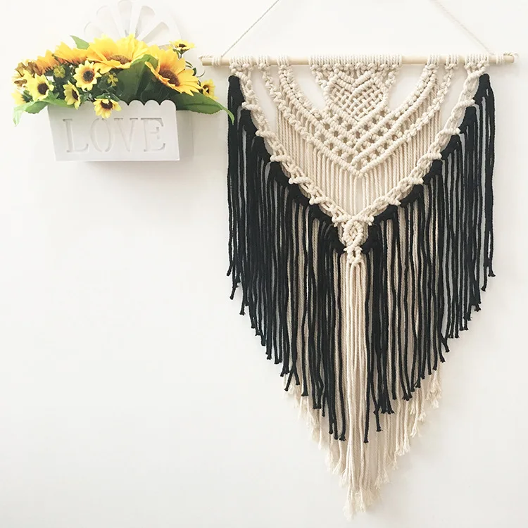 Богемный вязаный хлопковый макраме настенный гобелен ручной работы