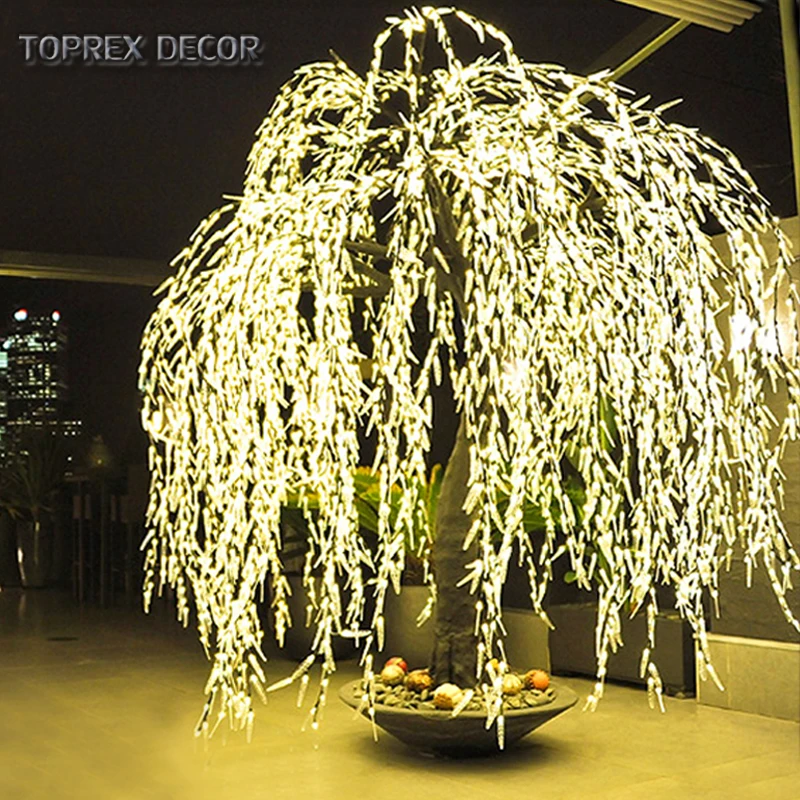 Outdoor decoration IP65 waterproof artificial led lighted weeping willow tree