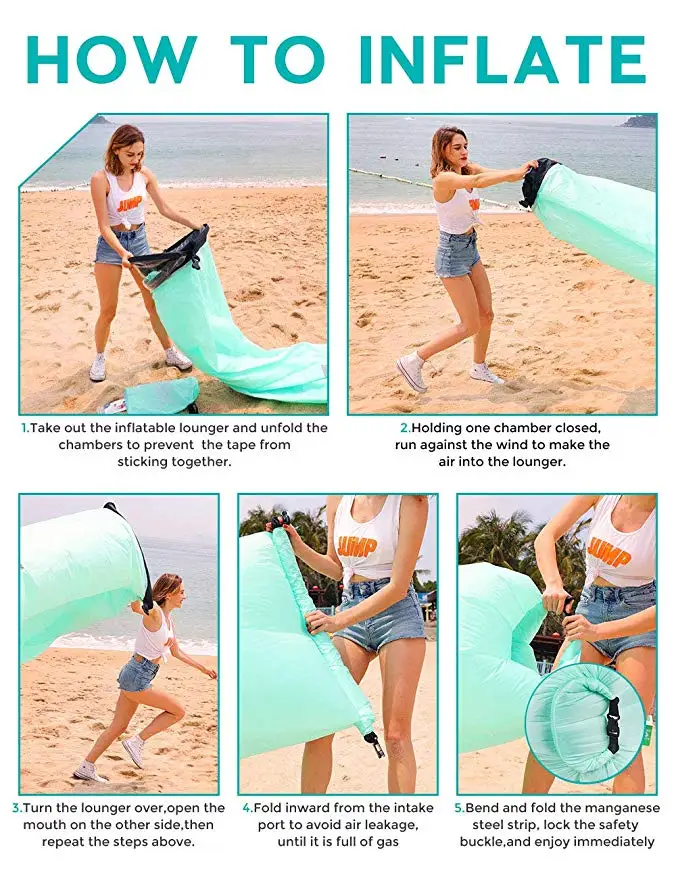 Outdoor Inflatable Lounger Air Sofa Lounge with Pillow Headrest 