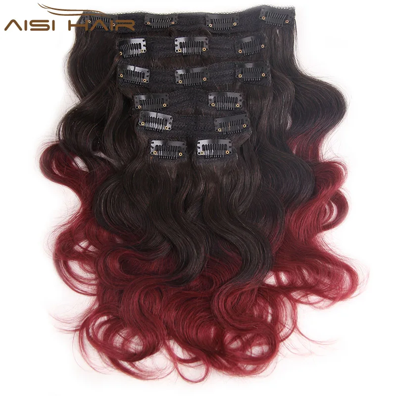 Wholesale Price Natural Black 100%  Human Hair Brazilian Clip In Hair Extensions