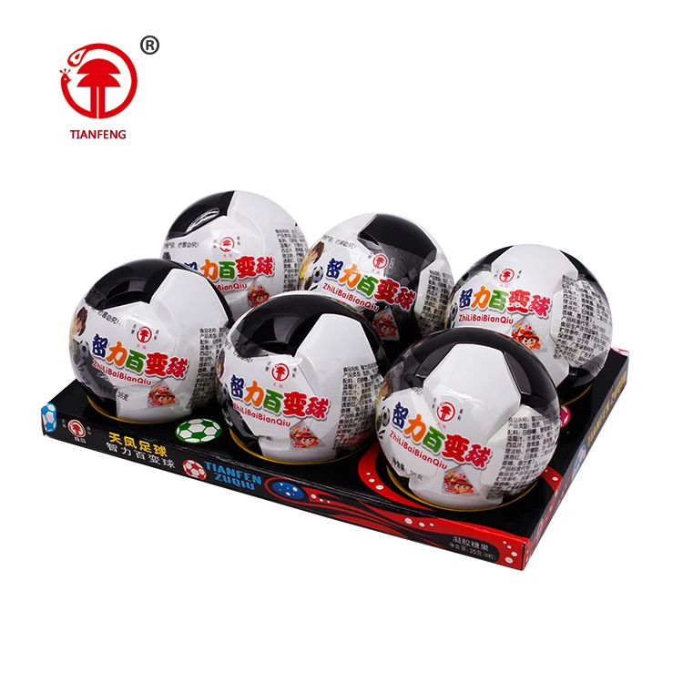 Fruity ball shaped candy yummy sweets halal candy jelly bean in toy candies ball football package