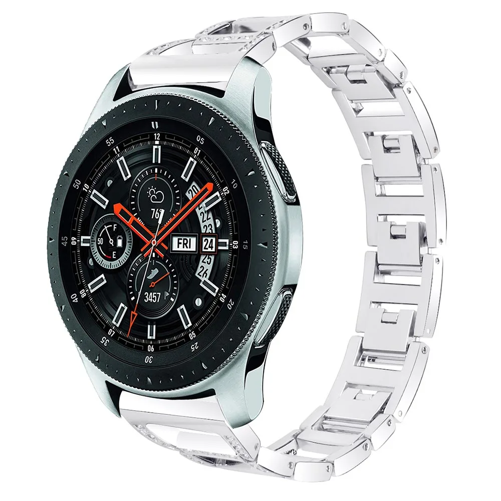 Tschick Gear S3/Galaxy Watch 46mm Band, 22mm Quick Release Steel Jewelry Crystal Diamond Replacement Strap for Samsung Gear S3