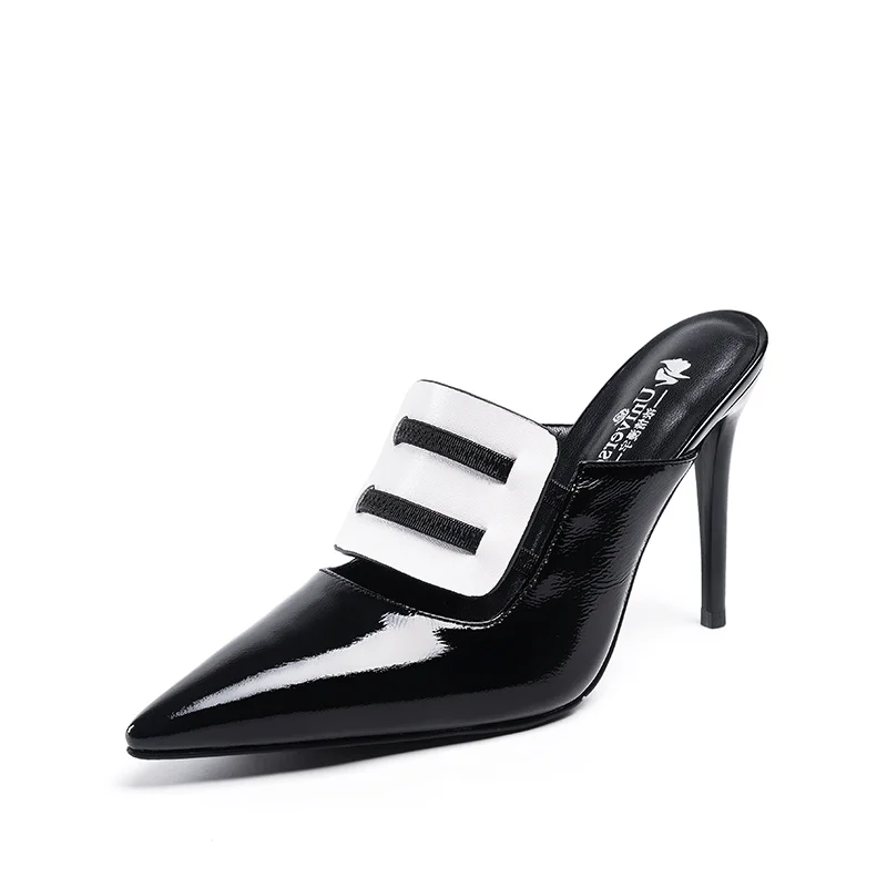 2020new beautiful slippers women ladies high heel slippers for women cow leather