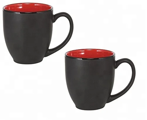 Manufacturer 6 cup set for Cappuccino Tea Cocoa Cereal matt color plain black ceramic mug