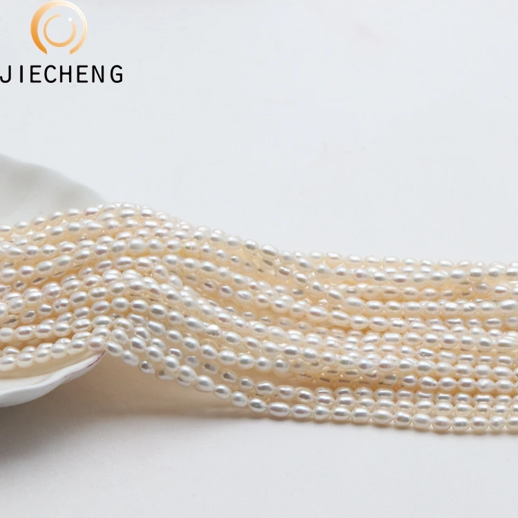 shanxiahu best seller 3-4mm rice AAA cultured freshwater real pearls strands wholesale
