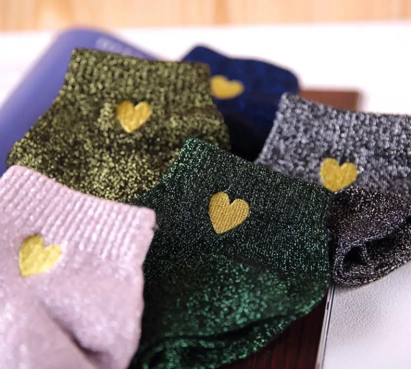 new fashion pattern embroidery heart women ladies girls high casual comfy soft low cut socks