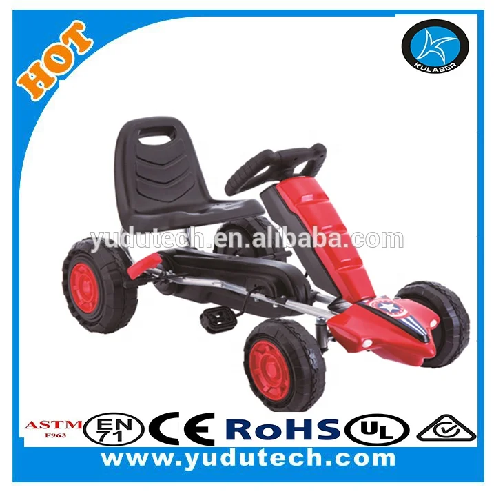 4 Wheel Ride on Car, Pedal Powered Ride On Toys for Boys & Girls with Adjustable Seat, Pedal Cart for Kids