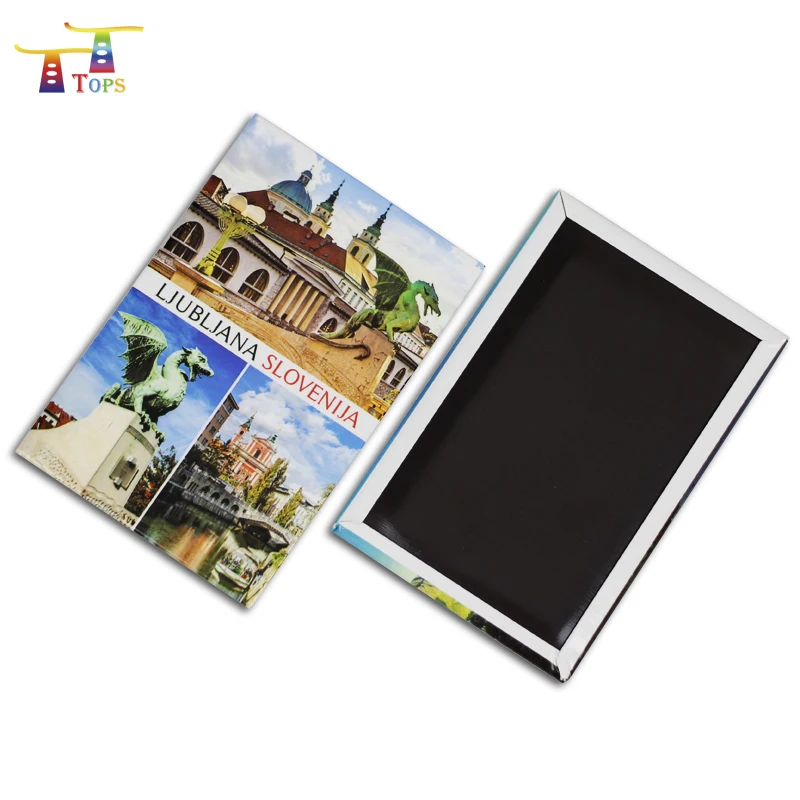 2024 Russia 65*65mm Tinplate World City Travel 3d High Quality Tourist Souvenir Metal Tin Foil Fridge Magnets