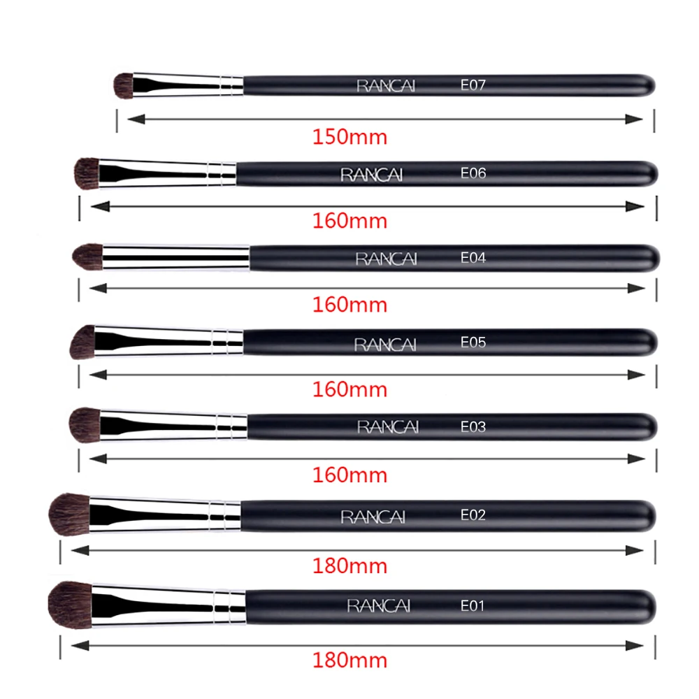 
RANCAI 7pcs EyeShadow Brushes Set Natural Horse Pony Hair Cosmetics Blending Smudge Shader Makeup Brushes 