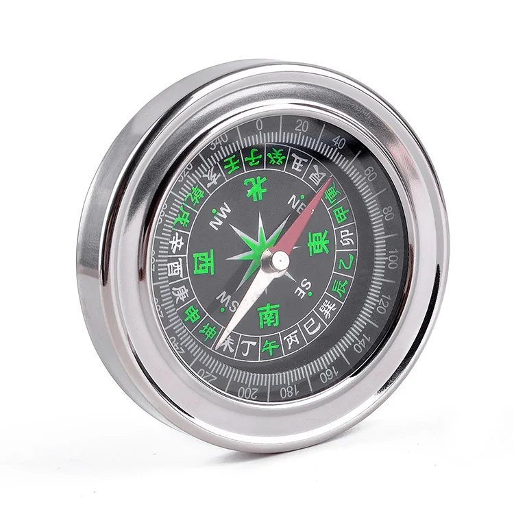 promotional outdoor 60mm mini round silver brass watch compass magnetic compass for hiking