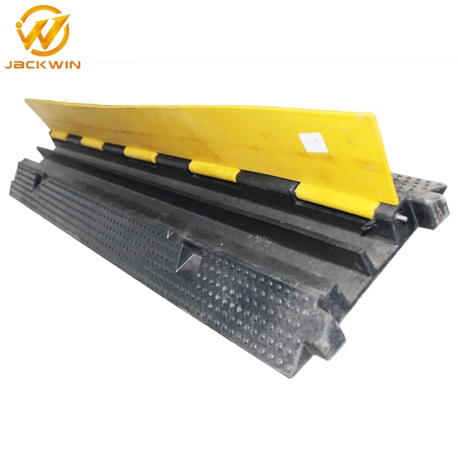 Yellow Jacket 2 Channel Electrical Wire Cable Protector/Rubber Kerb Ramps/Floor Cable Cover