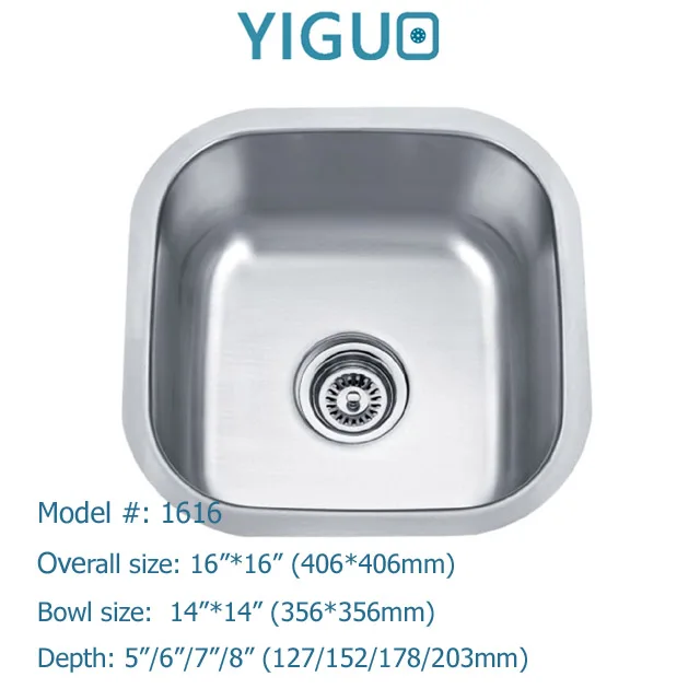 Undermount installation type no faucet feature single bowl style 304 stainless steel sink