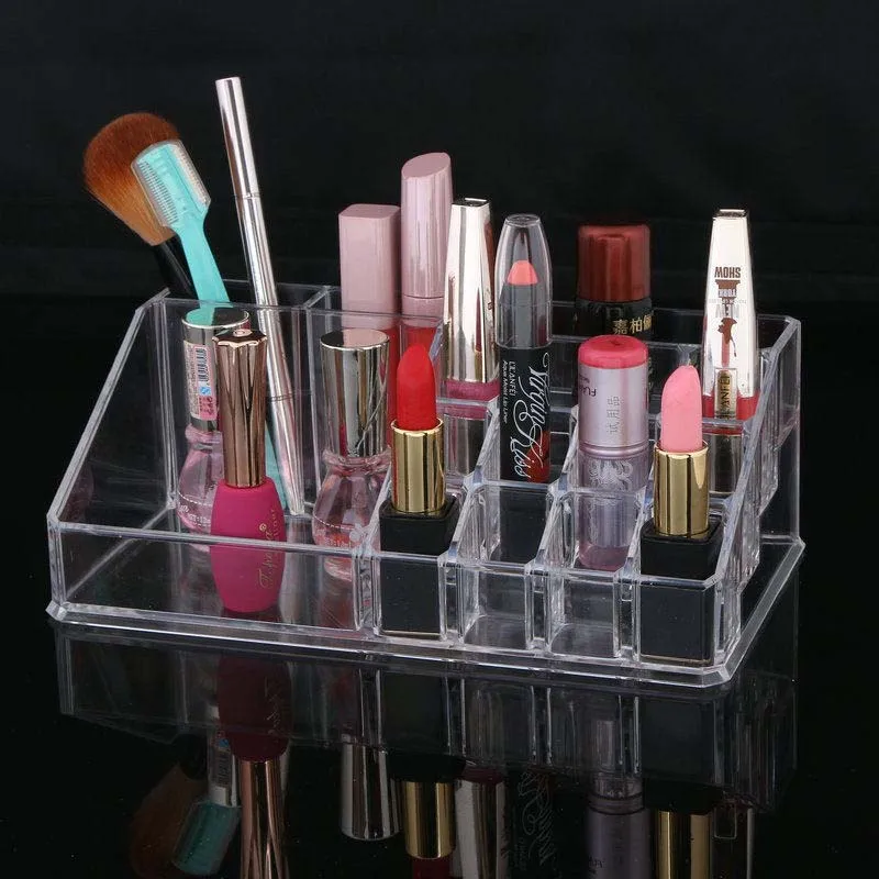 Crystal Acrylic Cosmetic Organizer Clear Makeup Jewelry Cosmetic Storage Display Box Acrylic Case Stand Rack Holder Organizer