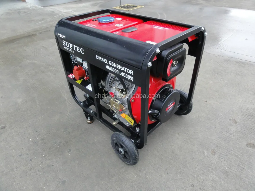 5KW OPEN TYPE AIR COOLED DIESEL GENERATOR RED COLOR FUEL TANK