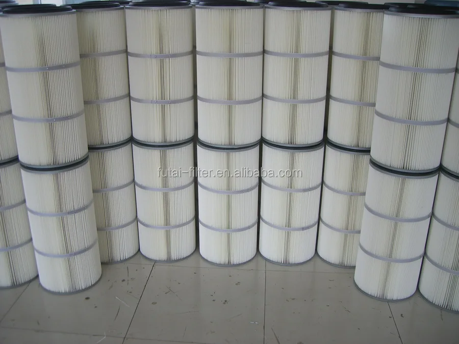 Futai 0.3um spunbonded polyester cylinder pleated self cleaning air filter cartridge