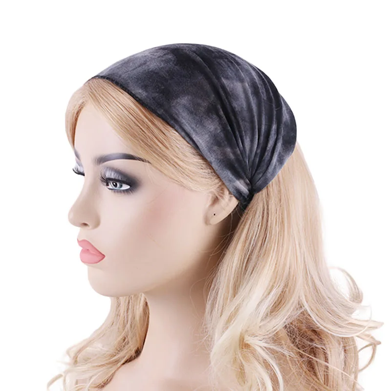 GTOP Wholesale Tie-Dye Colorful Cotton Hair Accessoires Bandana Fashion Girls Elastic Band Yoga Sport Headband For Women TD-206