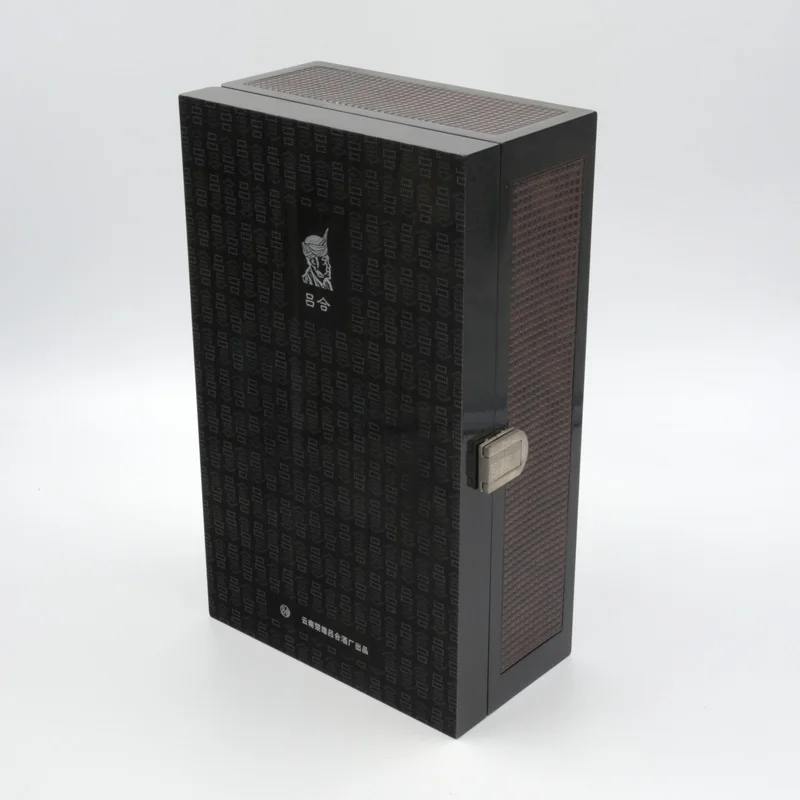 4 sides PU Leather pending print wooden wine box