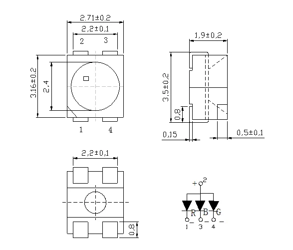 0.2W 3528 RGB smd led chip for led strips datasheet