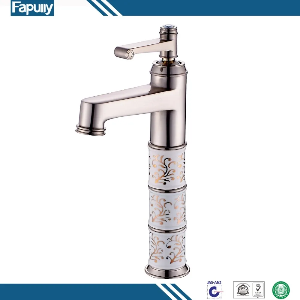 горячий белый окрашенный ЦВЕТОК фарфор Однорычажный отверстие бассейна Раковина коснитесь коммерческий водопроводный кран