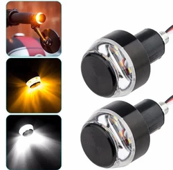 White Amber Dual Color Motorcycle Turn Signal Lamp  LED Handle Bar End Indicator Grip Plug Turn Signal Light for Motorcycle