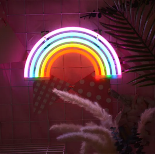 battery powered led light Or USB Drive wall neon light 3d rainbow led night lamp custom neon lights bedroom lamps home decor