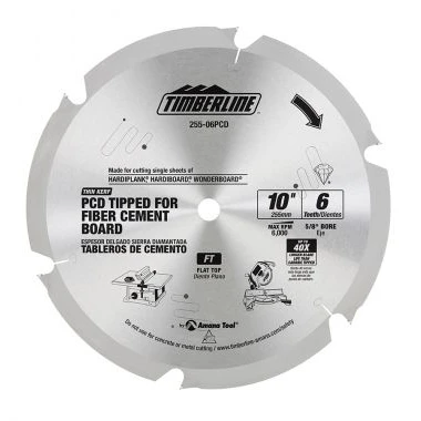 PCD tip saw blade, 10 in 6 teeth PCD Fiber cement siding circular saw blade