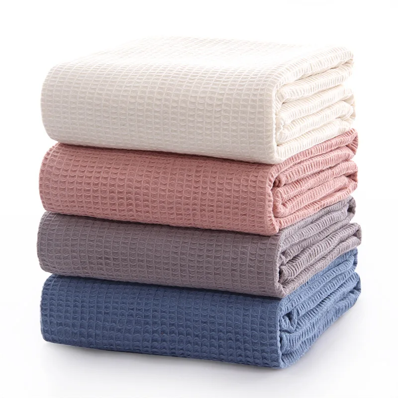 China Supplier 100% Soft Premium Cotton Waffle Weave Bed Blanket Comfortable and Warm