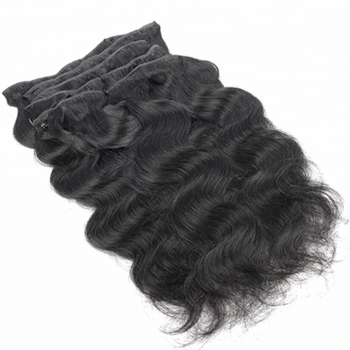 Brazilian Clip in Human Hair Extensions Body Wave Clip ins for African American 100%Real Hair Clip in Extensions