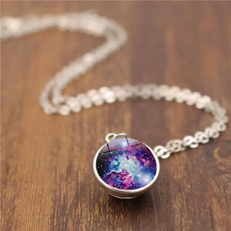 Planet  Necklace Pendant   Double Sided Glass necklace gold  jewellery