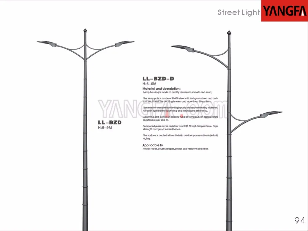 Aluminium Alloy Body Led Swaged Street Light Lamp Pole Cast Aluminum Pole Base