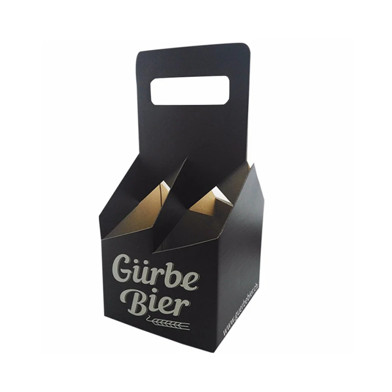 Full printing recyclable  2 4 6 Pack Paper Beer Carrier Box With Handle