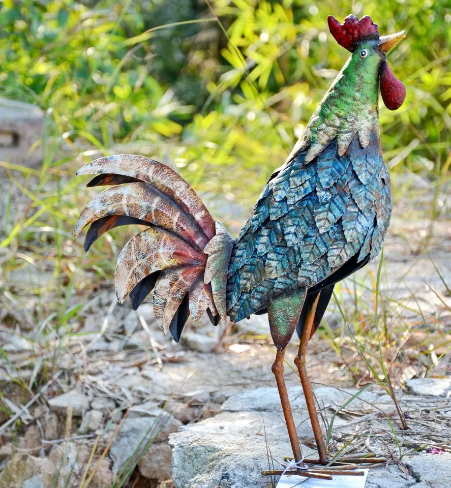 lawn and garden ornaments metal animals Wholesale Rooster Figurines