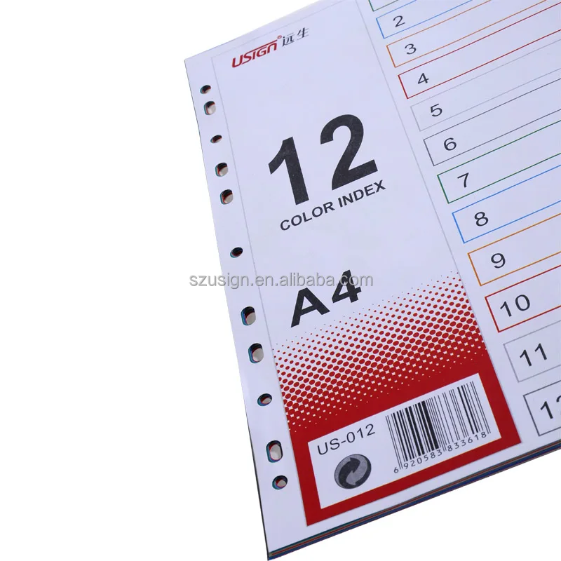 
US-012 12 pages A4 Index Divider paper index divider 
