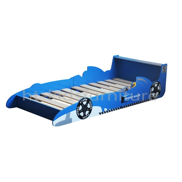 158x73x(H)45.5cm MDF E1 And Pinewood Easy Assembly Kids Race Car Bed, Best Sale Wooden Kids Junior Bed