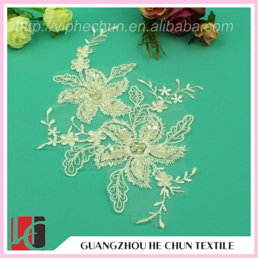 WHH-260 Fine Workmanship Top Sale Lace Hand Applique Embroidery Designs