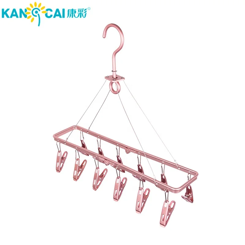 
Colorful 12 clips aluminum balcony portable folding baby clothes dryer 