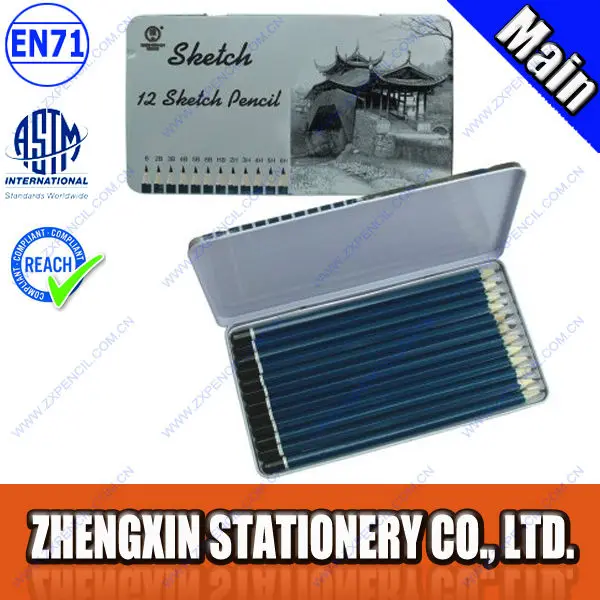 
customs wooden 12 Sketch Pencil Set in Tin box 