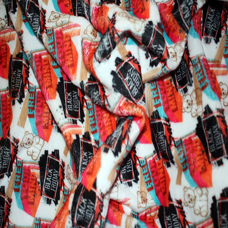 
Custom Printed 100% Polyester Double Side Minky Fabric 