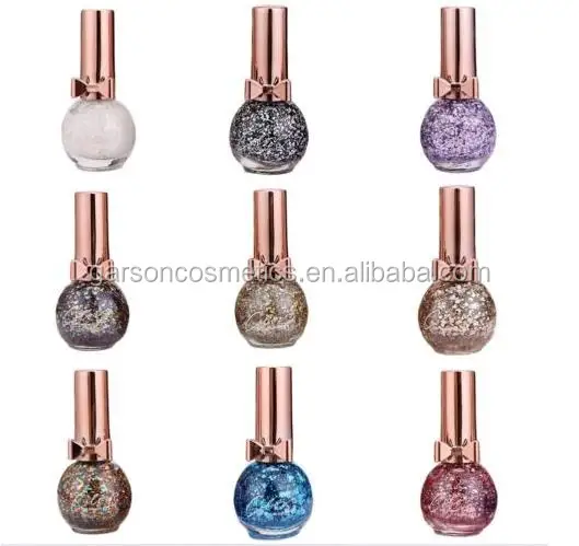 Garson OEM private logo 10 ml shiny glitter sequins nail polish clear nail art soak off nail polish