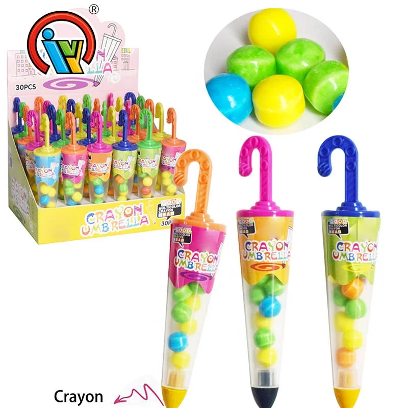 New Arrival Umbrella Shape Colored Crayon Toy Candy For Sale