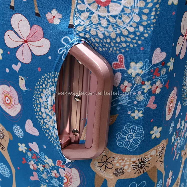 RW-LC-010 Fashion Custom Fallow Deer Pattern Waterproof High Elasticity Stretchable Spandex Suitcase Luggage Cover